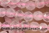 CTG2500 15.5 inches 4mm faceted round rose quartz beads