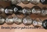 CTG2506 15.5 inches 4mm faceted round smoky quartz beads