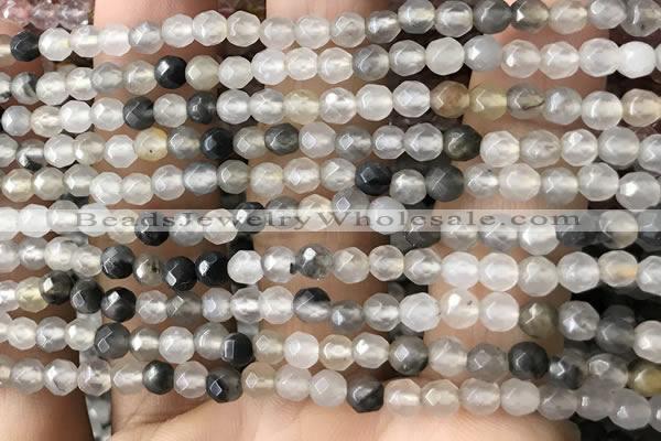 CTG2507 15.5 inches 4mm faceted round quartz beads wholesale