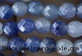 CTG2522 15.5 inches 4mm faceted round blue aventurine beads