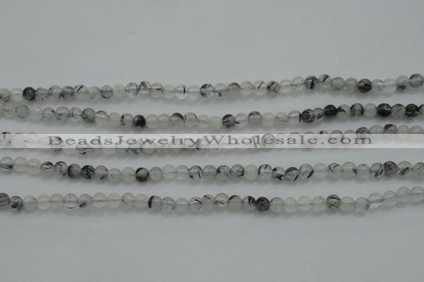 CTG254 15.5 inches 3mm round tiny black rutilated quartz beads