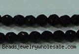 CTG30 15.5 inches 3mm faceted round black agate beads wholesale