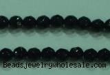 CTG31 15.5 inches 4mm faceted round black agate beads wholesale