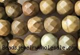 CTG3548 15.5 inches 4mm faceted round wooden jasper beads