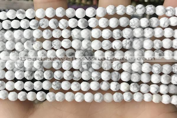 CTG3570 15.5 inches 4mm faceted round white howlite beads