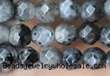 CTG3586 15.5 inches 4mm faceted round black labradorite beads