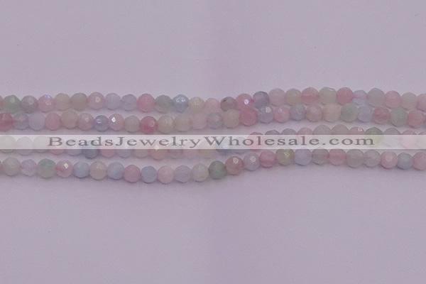 CTG505 15.5 inches 4mm faceted round tiny morganite beads