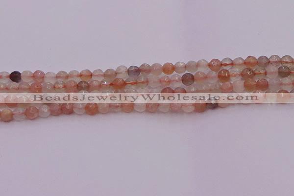 CTG508 15.5 inches 4mm faceted round tiny rainbow moonstone beads