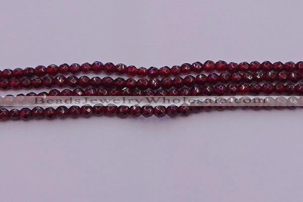 CTG510 15.5 inches 4mm faceted round tiny red garnet beads