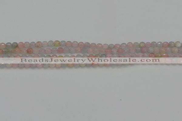 CTG551 15.5 inches 4mm faceted round tiny morganite beads