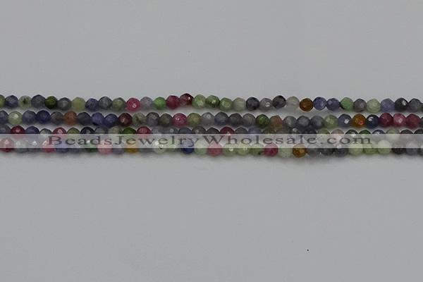 CTG552 15.5 inches 4mm faceted round tiny mixed gemstone beads