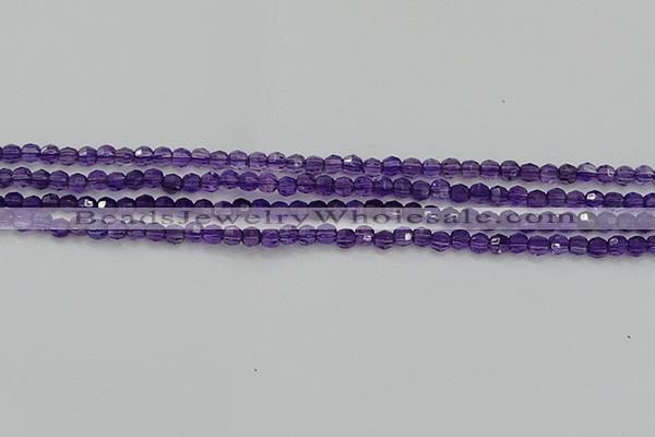 CTG553 15.5 inches 4mm faceted round tiny amethyst beads