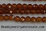 CTG554 15.5 inches 4mm faceted round tiny orange garnet beads