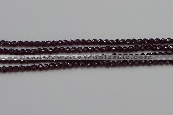 CTG555 15.5 inches 4mm faceted round tiny purple garnet beads