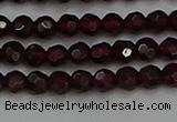 CTG556 15.5 inches 4mm faceted round tiny red garnet beads