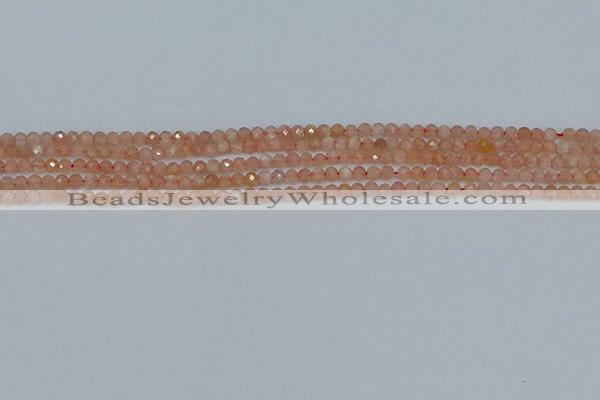 CTG607 15.5 inches 3mm faceted round peach moonstone beads