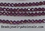 CTG619 15.5 inches 2mm faceted round Indian purple garnet beads