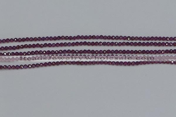 CTG620 15.5 inches 3mm faceted round Indian purple garnet beads