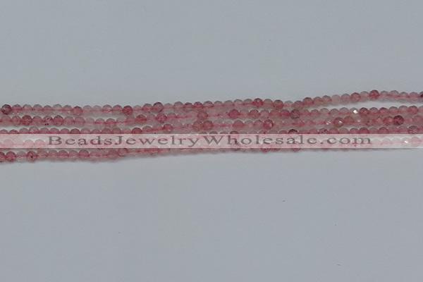 CTG625 15.5 inches 2mm faceted round strawberry quartz beads