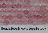 CTG626 15.5 inches 3mm faceted round strawberry quartz beads