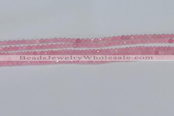 CTG636 15.5 inches 3mm faceted round Madagascar rose quartz beads