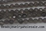 CTG640 15.5 inches 3mm faceted round smoky black obsidian beads