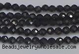 CTG642 15.5 inches 3mm faceted round golden black obsidian beads