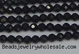 CTG644 15.5 inches 3mm faceted round black tourmaline beads