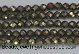 CTG646 15.5 inches 3mm faceted round golden pyrite beads