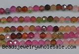 CTG651 15.5 inches 2mm faceted round tourmaline gemstone beads