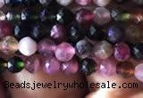 CTG725 15.5 inches 3mm faceted round tiny tourmaline beads