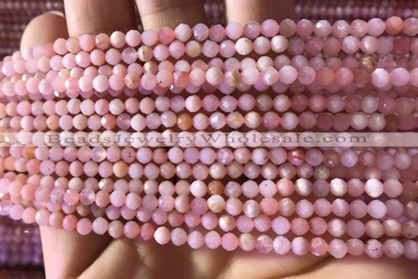 CTG734 15.5 inches 4mm faceted round tiny pink opal beads