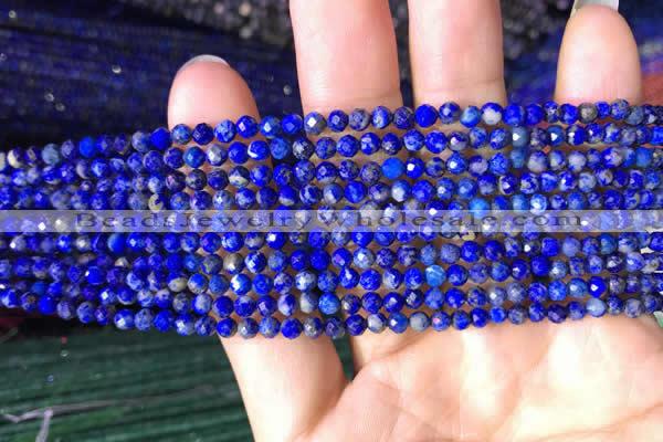 CTG782 15.5 inches 3mm faceted round tiny lapis lazuli beads wholesale