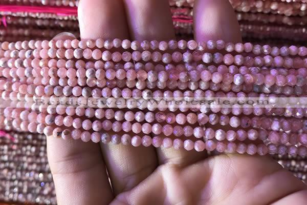 CTG811 15.5 inches 3mm faceted round tiny rhodochrosite beads