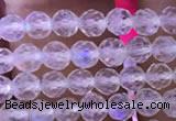 CTG835 15.5 inches 4mm faceted round tiny white moonstone beads