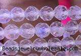 CTG836 15.5 inches 6mm faceted round tiny white moonstone beads