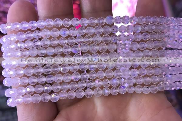 CTG836 15.5 inches 6mm faceted round tiny white moonstone beads