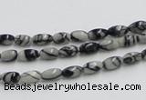 CTJ04 16 inches 4*7mm rice black water jasper beads wholesale