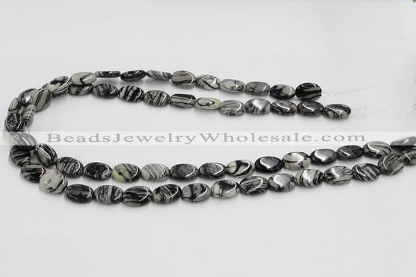 CTJ11 16 inches 10*14mm oval black water jasper beads wholesale