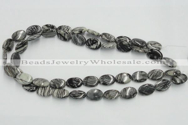 CTJ12 16 inches 13*18mm oval black water jasper beads wholesale