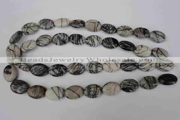 CTJ220 15.5 inches 15*20mm oval black water jasper beads wholesale