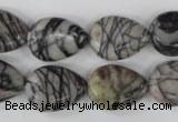 CTJ230 15.5 inches 13*18mm flat teardrop black water jasper beads