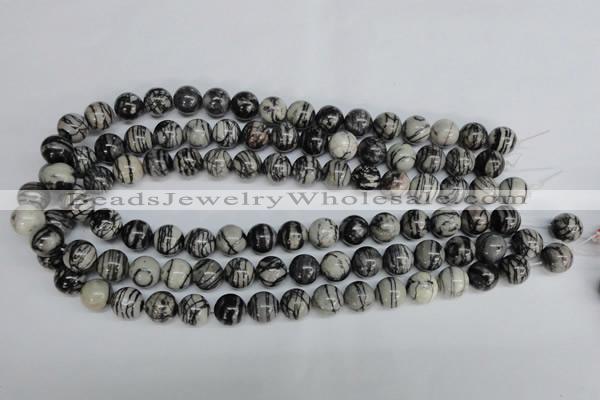 CTJ27 15.5 inches 12mm round black water jasper beads wholesale