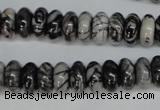 CTJ32 15.5 inches 6*12mm rondelle black water jasper beads wholesale