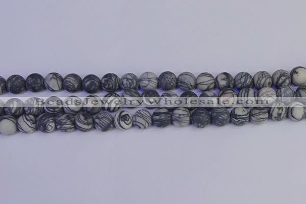 CTJ403 15.5 inches 10mm round matte black water jasper beads