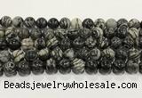 CTJ414 15.5 inches 12mm round black water jasper gemstone beads wholesale