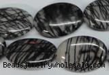 CTJ44 15.5 inches 18*25mm oval black water jasper beads wholesale