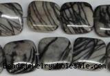 CTJ53 15.5 inches 18*18mm square black water jasper beads wholesale