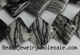 CTJ64 15.5 inches 16*16mm diamond black water jasper beads wholesale