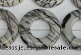 CTJ70 15.5 inches 30mm donut black water jasper beads wholesale